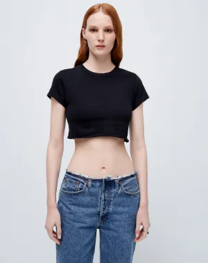 60s Cropped Slim Tee Black