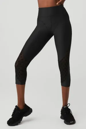 Airlift Mesh High-Waist Celeste Capri - Black