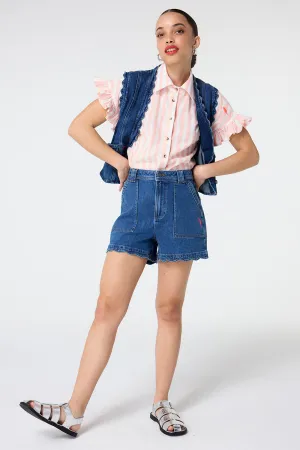 Authentic Indigo Scallop Denim Shorts