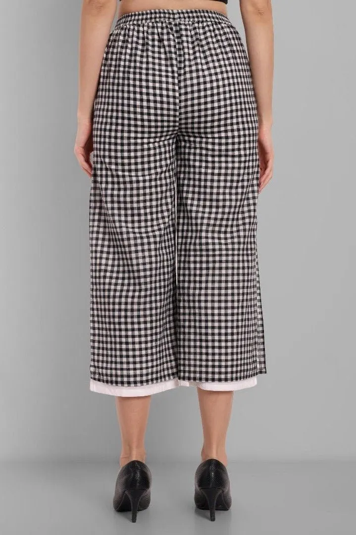 Black & White Checked Ankle Length Pants