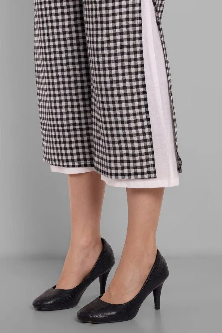 Black & White Checked Ankle Length Pants