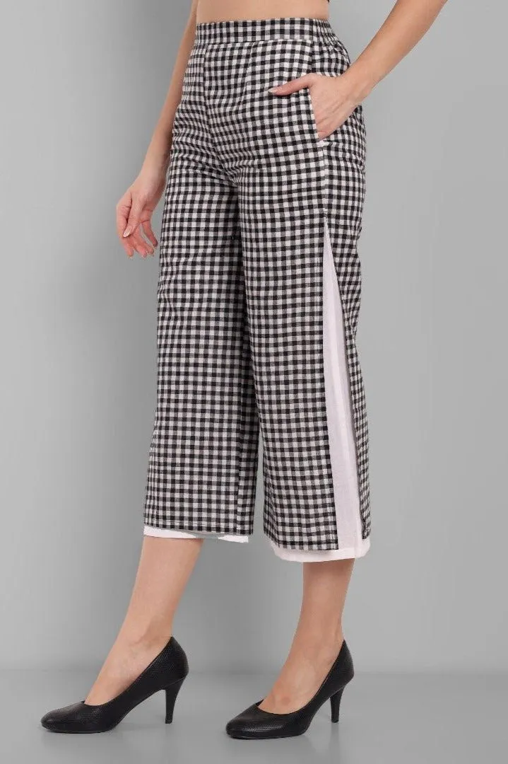 Black & White Checked Ankle Length Pants