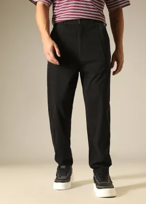 Black Stripped Relaxed Fit Trouser