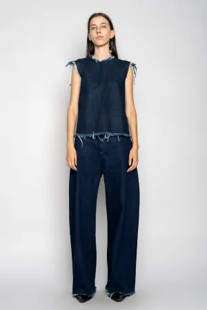 NAVY DENIM BOYFRIEND TROUSERS