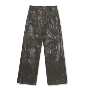 Sequin Denim Trousers - Black